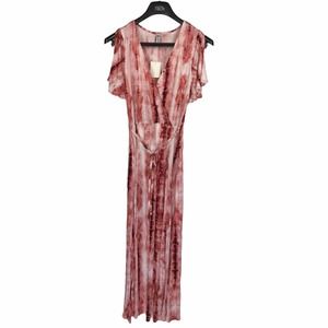 American Rag Cie Tie Dye Red White Jersey Maxi Dress Short Sleeve Womens Small S